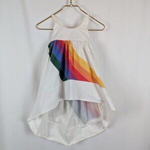Pleiades High Low White Pastel Rainbow Dress Spaghetti Strap Pockets Girls Sz 4T